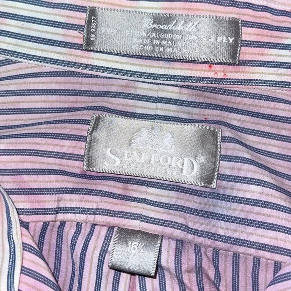 Stafford Custom Tie Dye Colorful Stripe Long Sleeve Button Up Shirt Size 16.5 - Picture 8 of 8